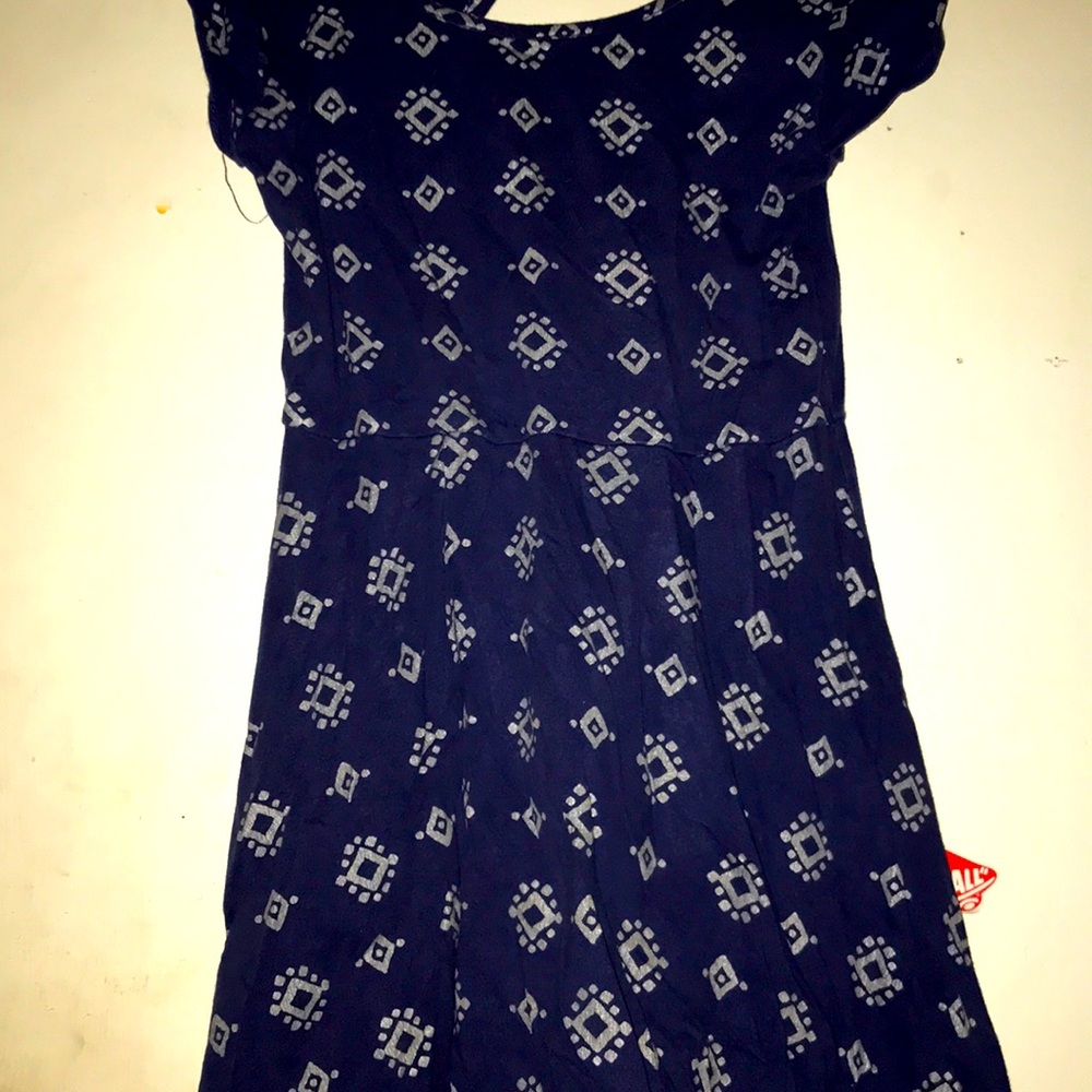 Girls blue and gray graphic dress